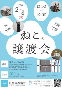 2/8 譲渡会at出町 @ 喫茶YAOMON | 京都市 | 京都府 | 日本
